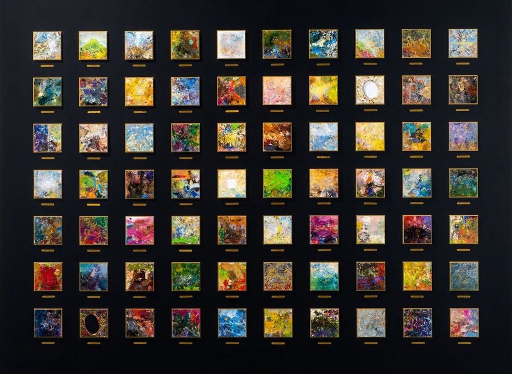 Palette of human feelings, 2012. Oil, plastic, veneer, metal. 102 x 173 cm.