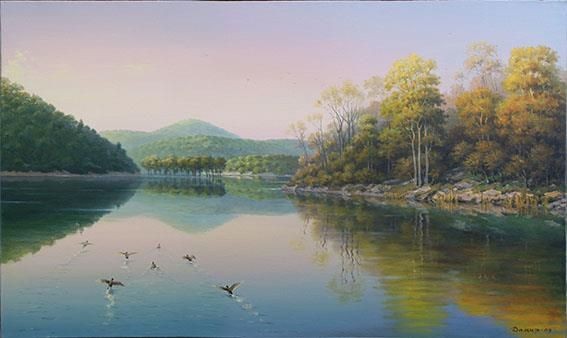 Lake in Sukko, 2007 oil on canvas. 50 x 100 cm.