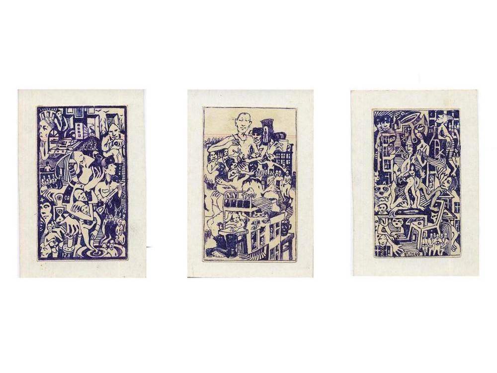 From a soldier’s notebook, 1988. Paper, ball pen. 10 x 6 cm (each).