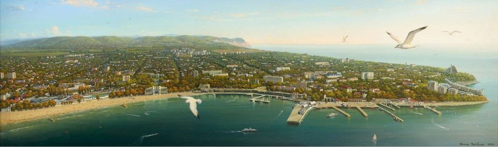 Modern Anapa, 2006. Canvas, oil. 80 x 260 cm.